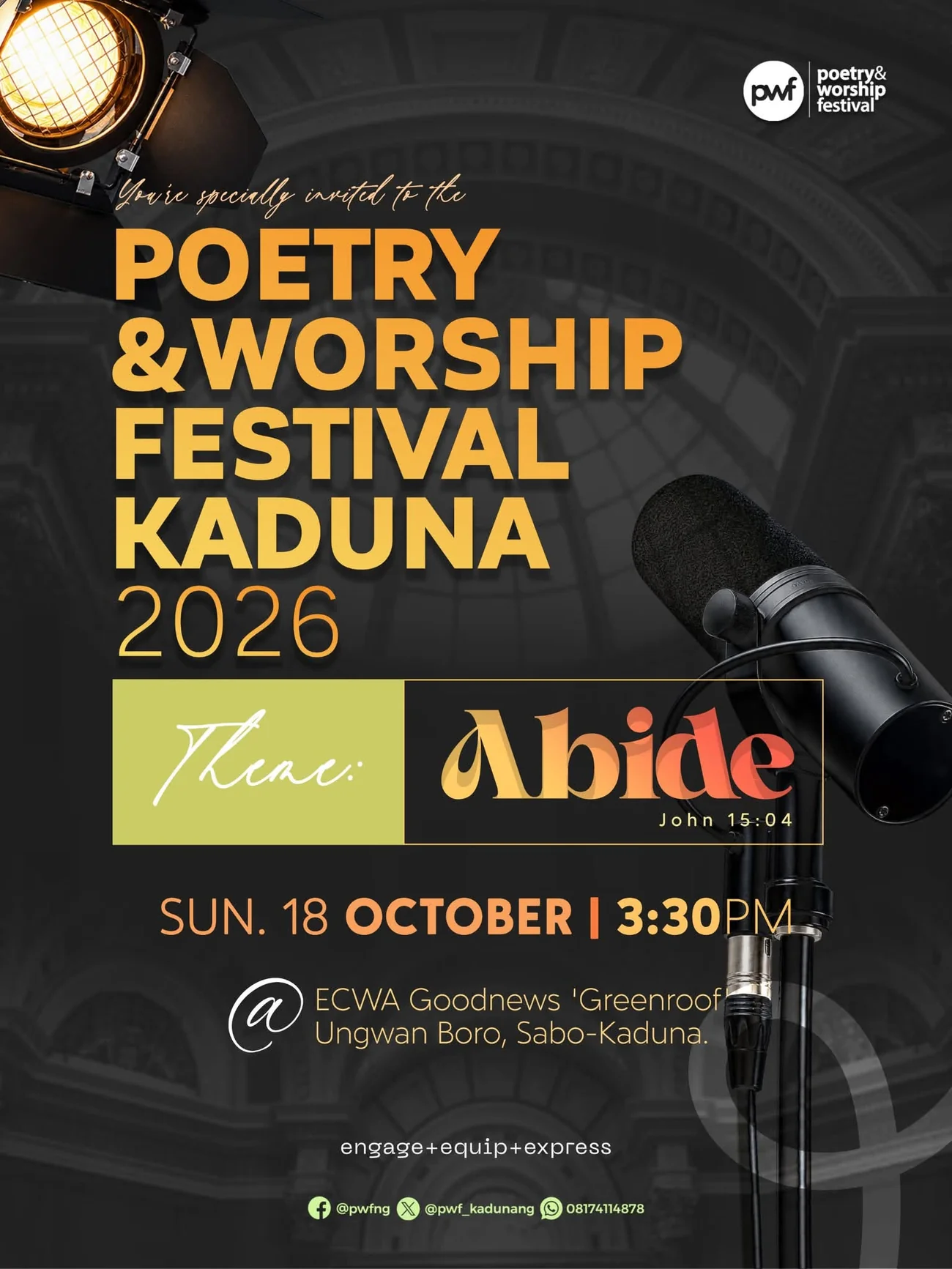 ABIDE 2026 official Poetry and Worship Festival Kaduna invitation poster