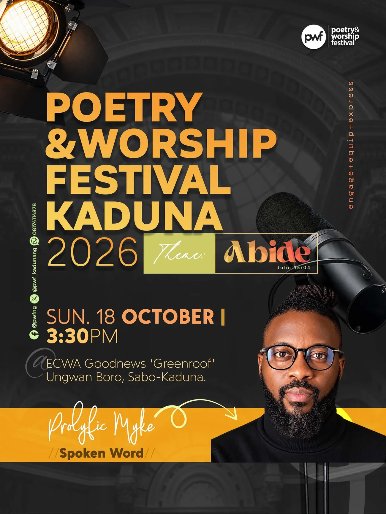 Prolyfic Myke ABIDE 2026 spoken word artist poster